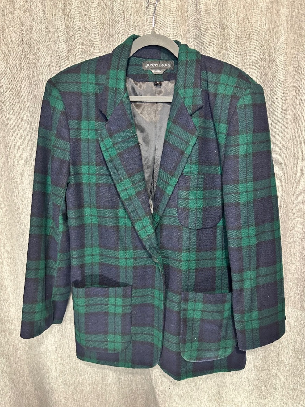 VTG Donnybrook Black Watch Tartan Plaid Blazer Jacket Size 10